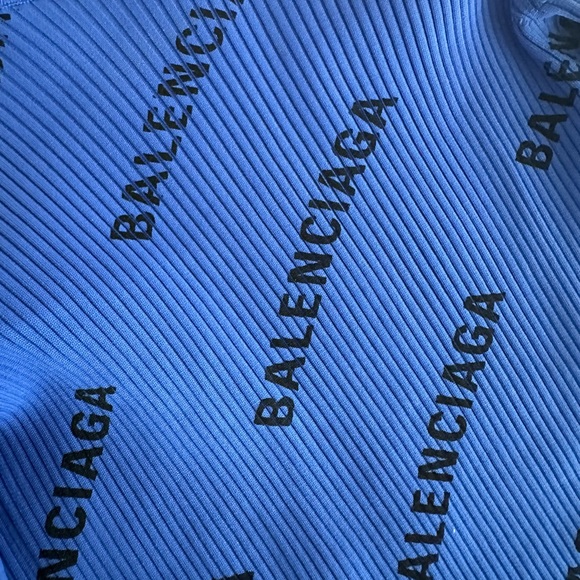 Balenciaga Blue Ribbed Monogram Logo Sweater - Picture 4 of 5